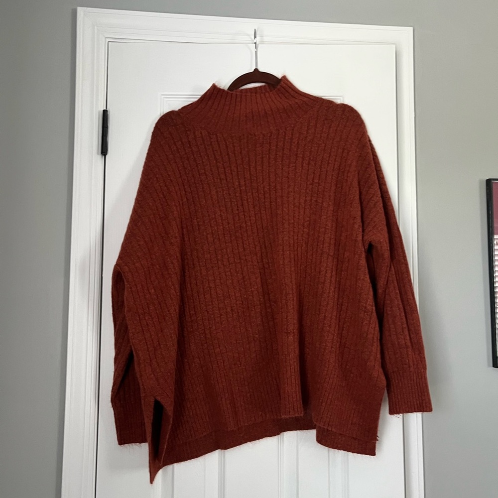 LOFT Brown Cowl Neck Sweater Cozy Knit